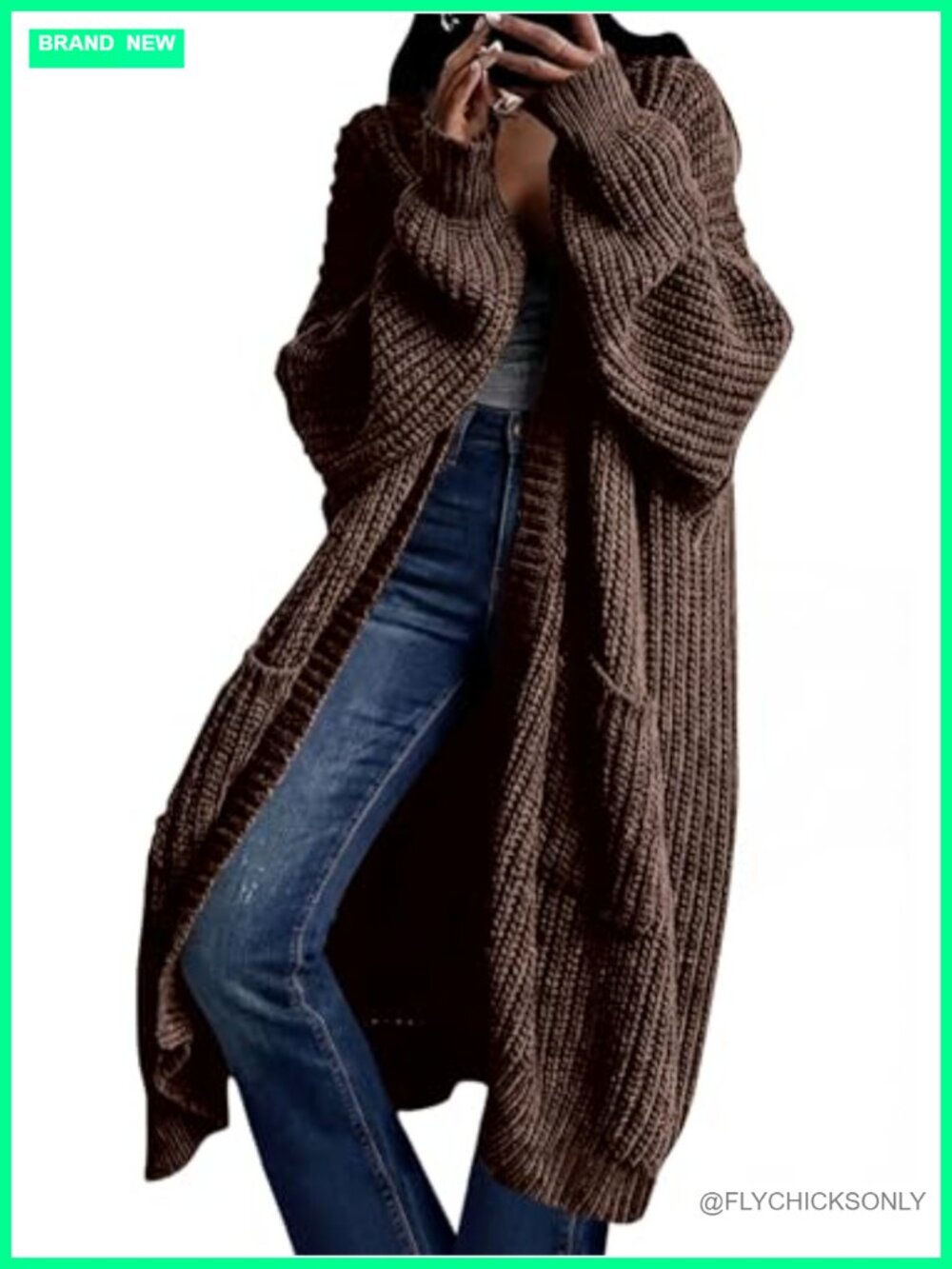 Oversized Long Cardigan Sweater Coat with Pockets Women Open Front Knit